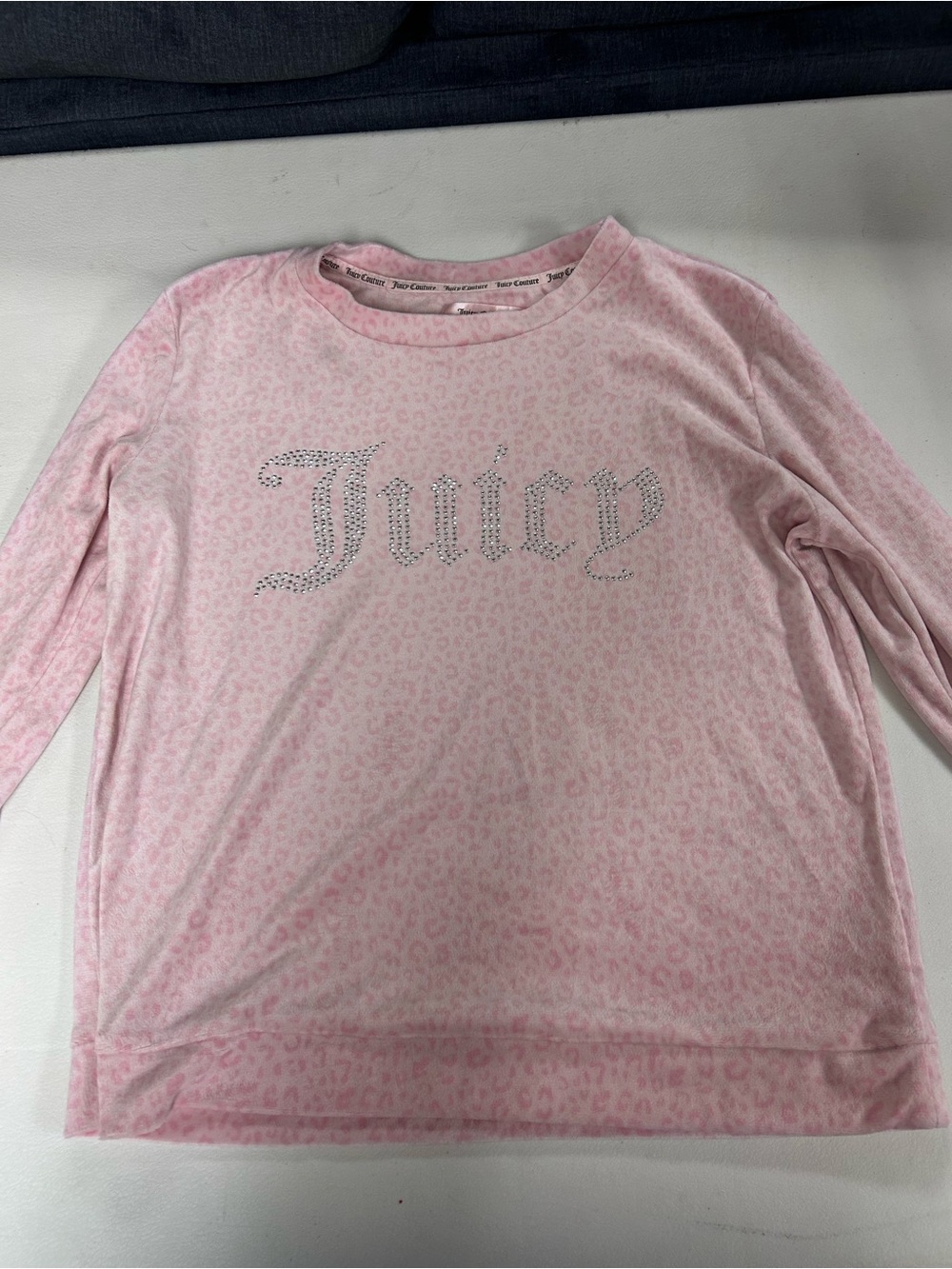 Juicy Couture Light Pink Rhinestone Script Long Sleeve Tee